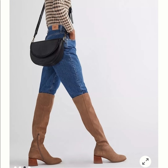 NWT Anthropologie x Kelsi Dagger Brown Over Knee Block Heel Suede Boots - Picture 3 of 14